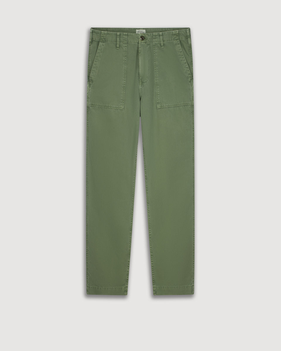 Pantalon Homme en Coton à Chevrons Vert Militaire Fatigue - Image 3