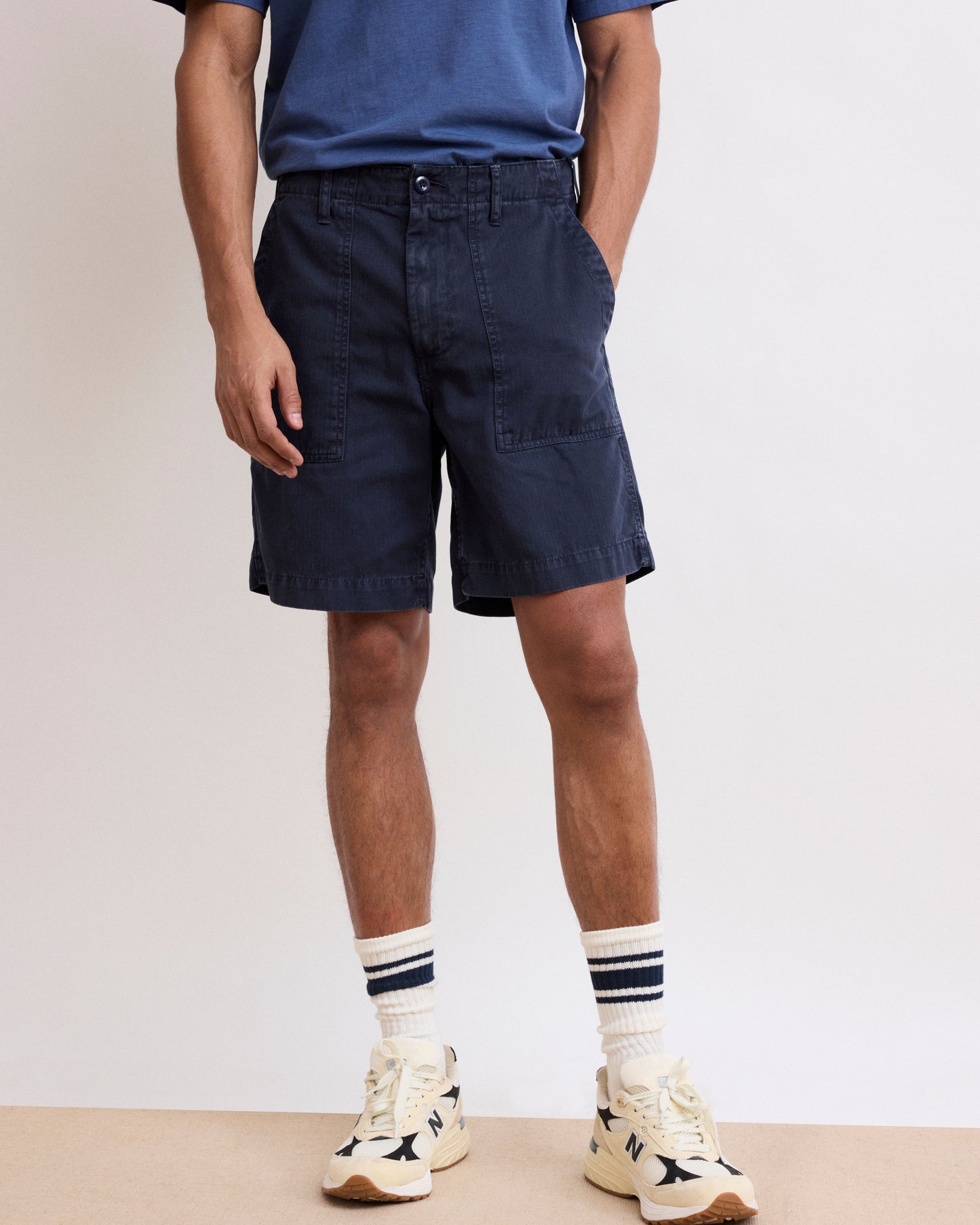 Short Homme à Chevrons Bleu Marine Fatigue