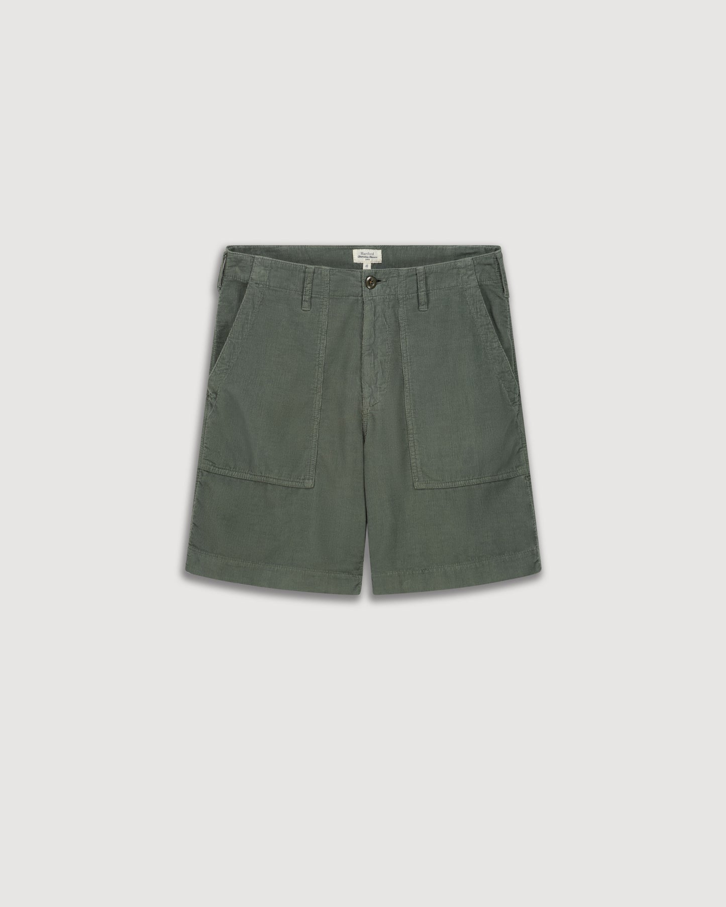 Short Homme en Velours Côtelé Vert Militaire Fatigue