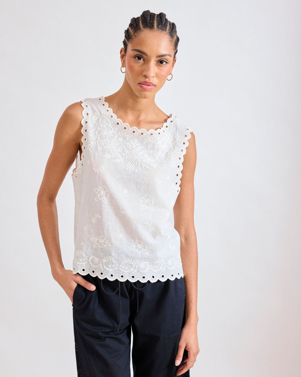 Top de Voile de algodón para mujer Ecru Hola - Image alternative