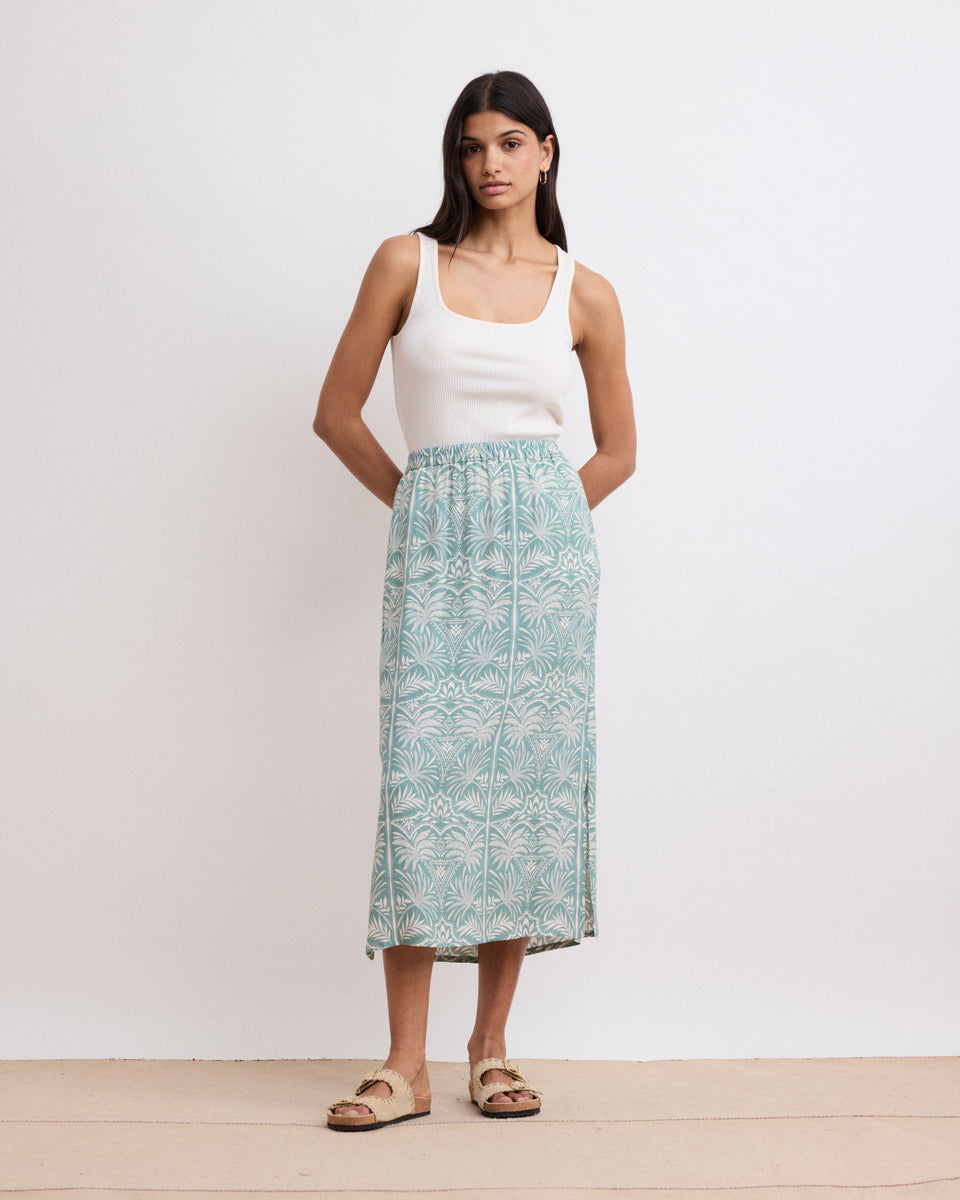 Jetty Women's Green Palm Printed Viscose Palm Skirt - Image alternative