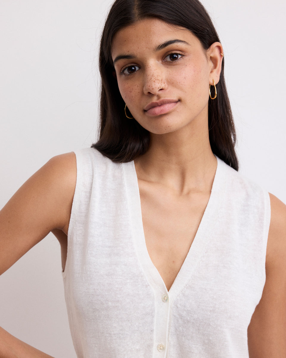 Moravia Women's Off-White Linen Vest - Image alternative