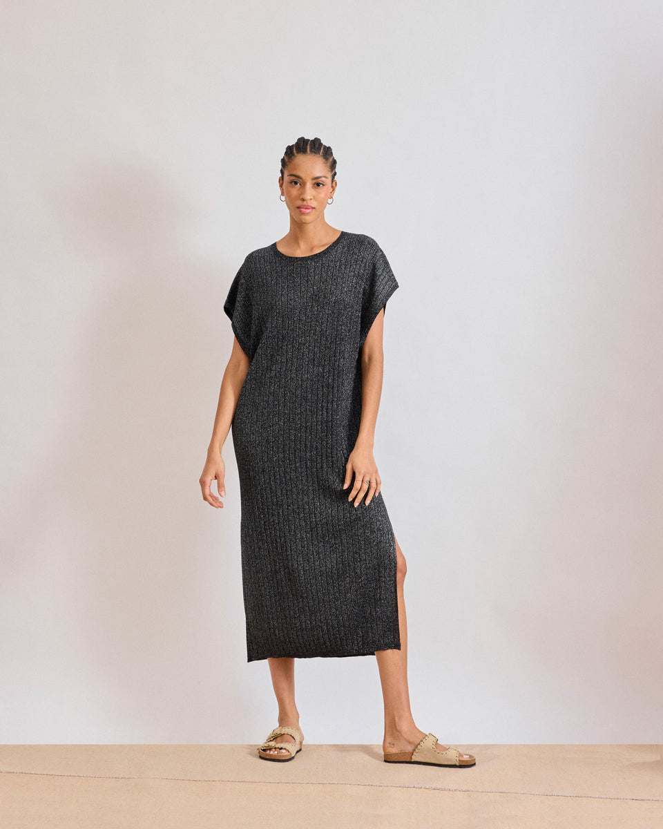 Robe Femme en Viscose & Lurex Noir Meda - Image alternative