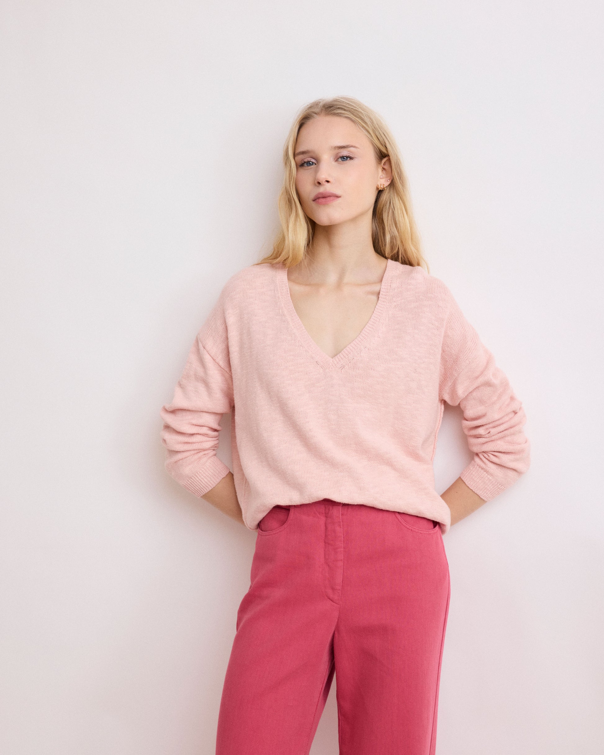 Pull Femme en Coton Flammé Rose Mirtille