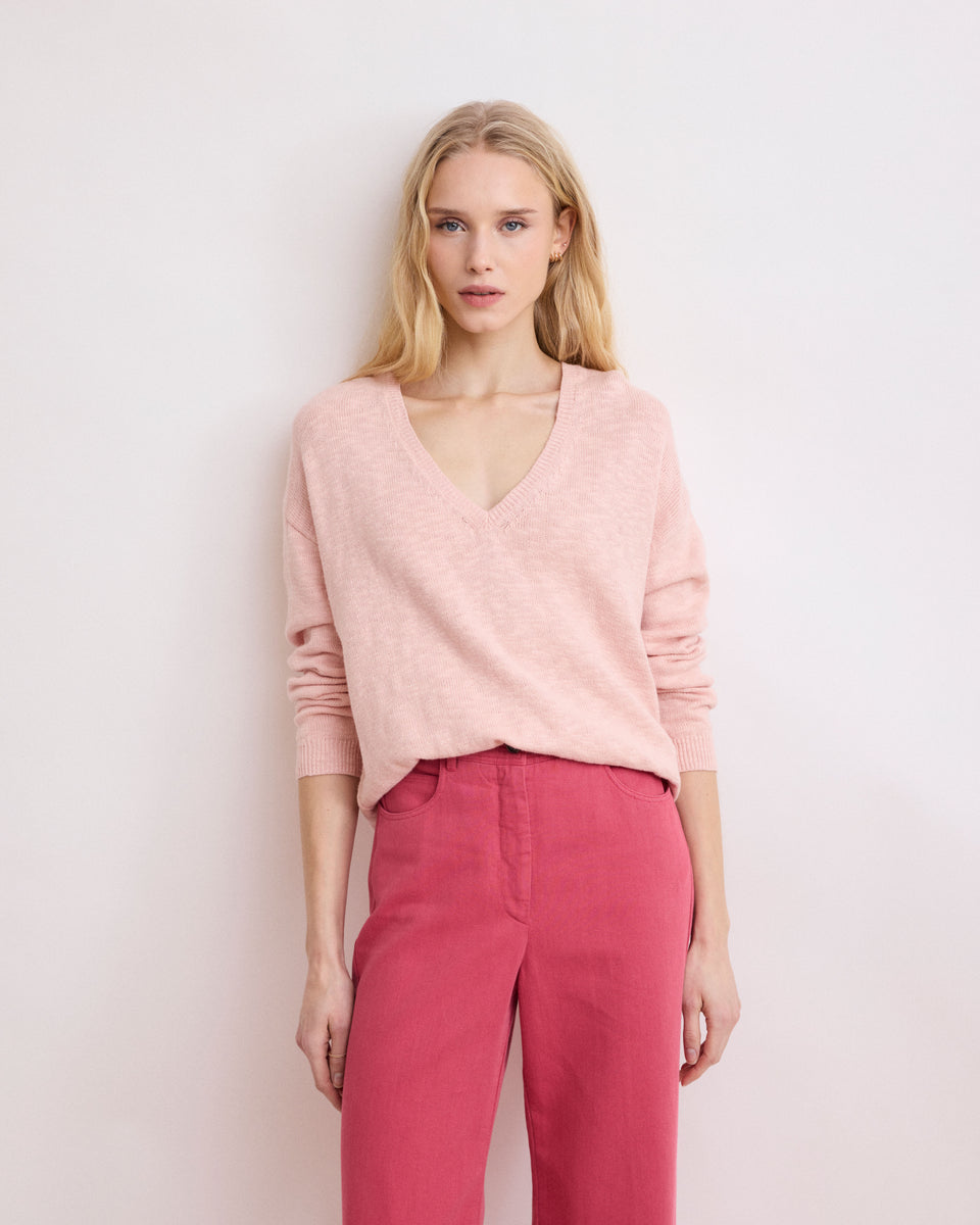 Mirtille Women's Pink Slub Cotton Sweater - Image alternative