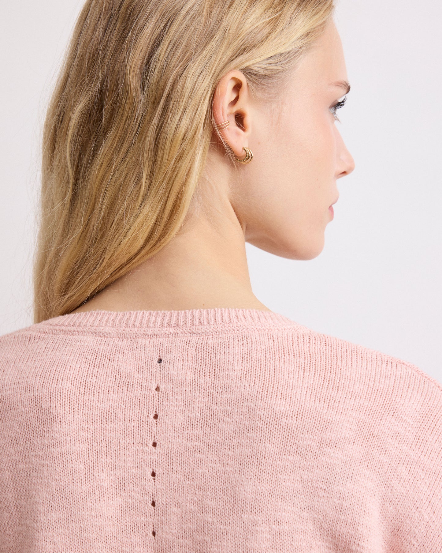 Pull Femme en Coton Flammé Rose Mirtille