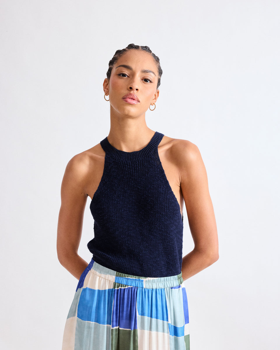 Top Femme en Coton Flammé Bleu Marine Melba - Image alternative