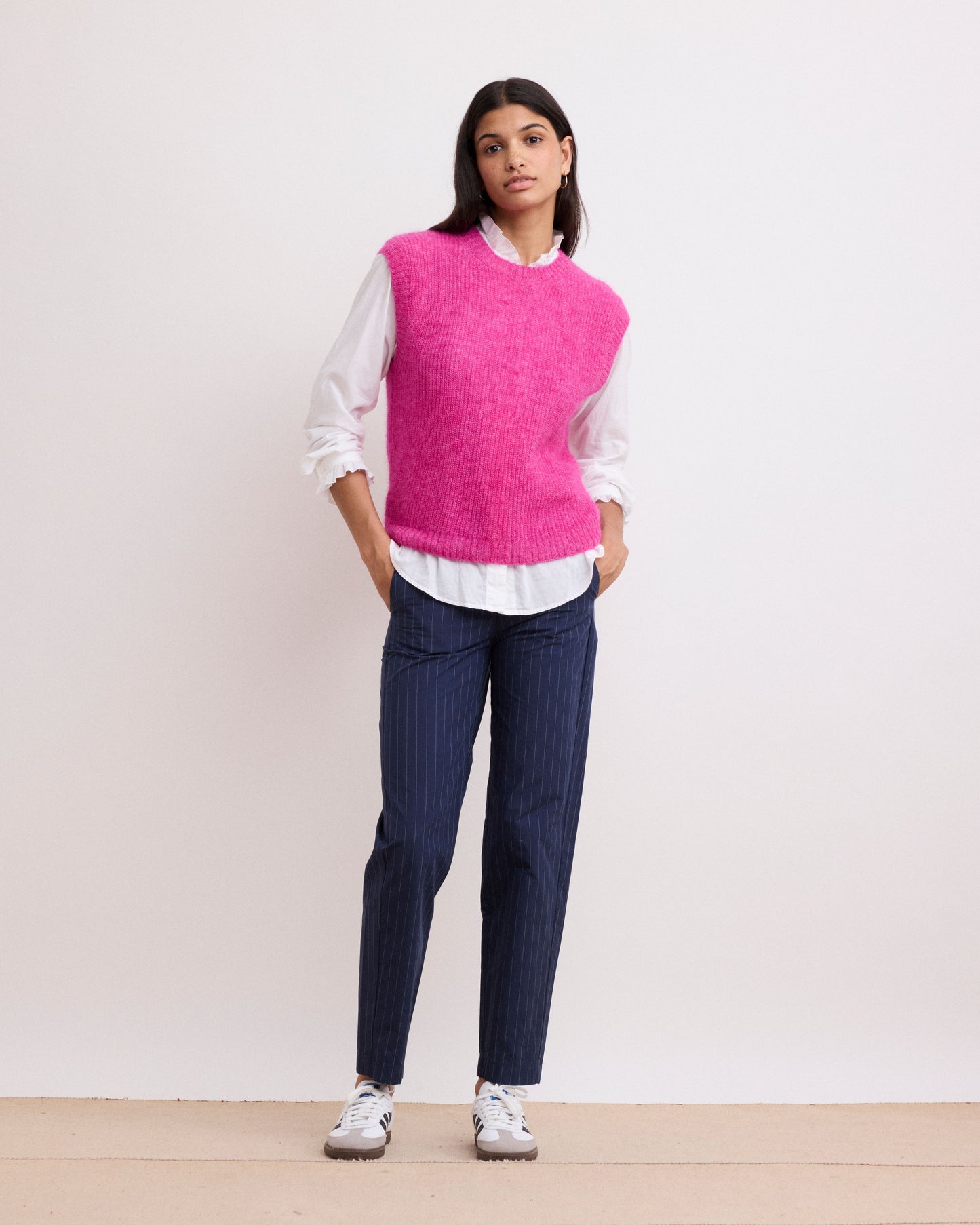 Gilet Femme en Alpaga & Mérinos Rose Matt