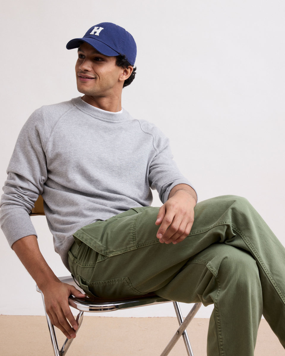 Men's Heather Grey Supima Cotton & Cashmere Sweater - Image principale