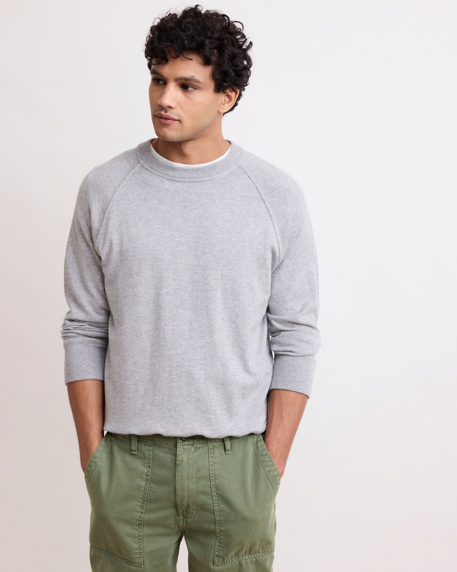 Pull Homme en Coton Supima & Cachemire Gris Chiné