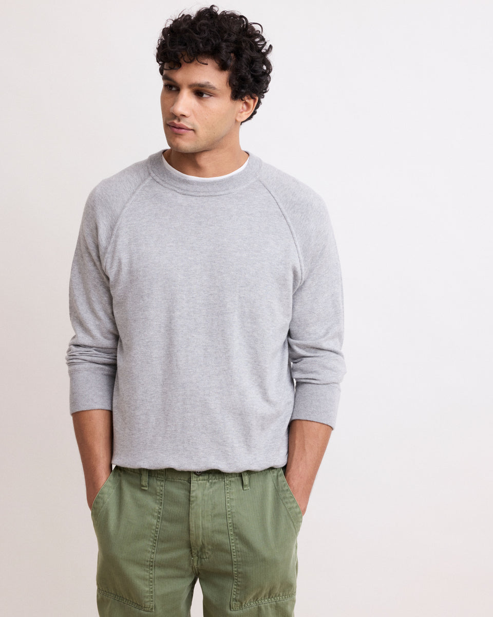 Men's Heather Grey Supima Cotton & Cashmere Sweater - Image alternative