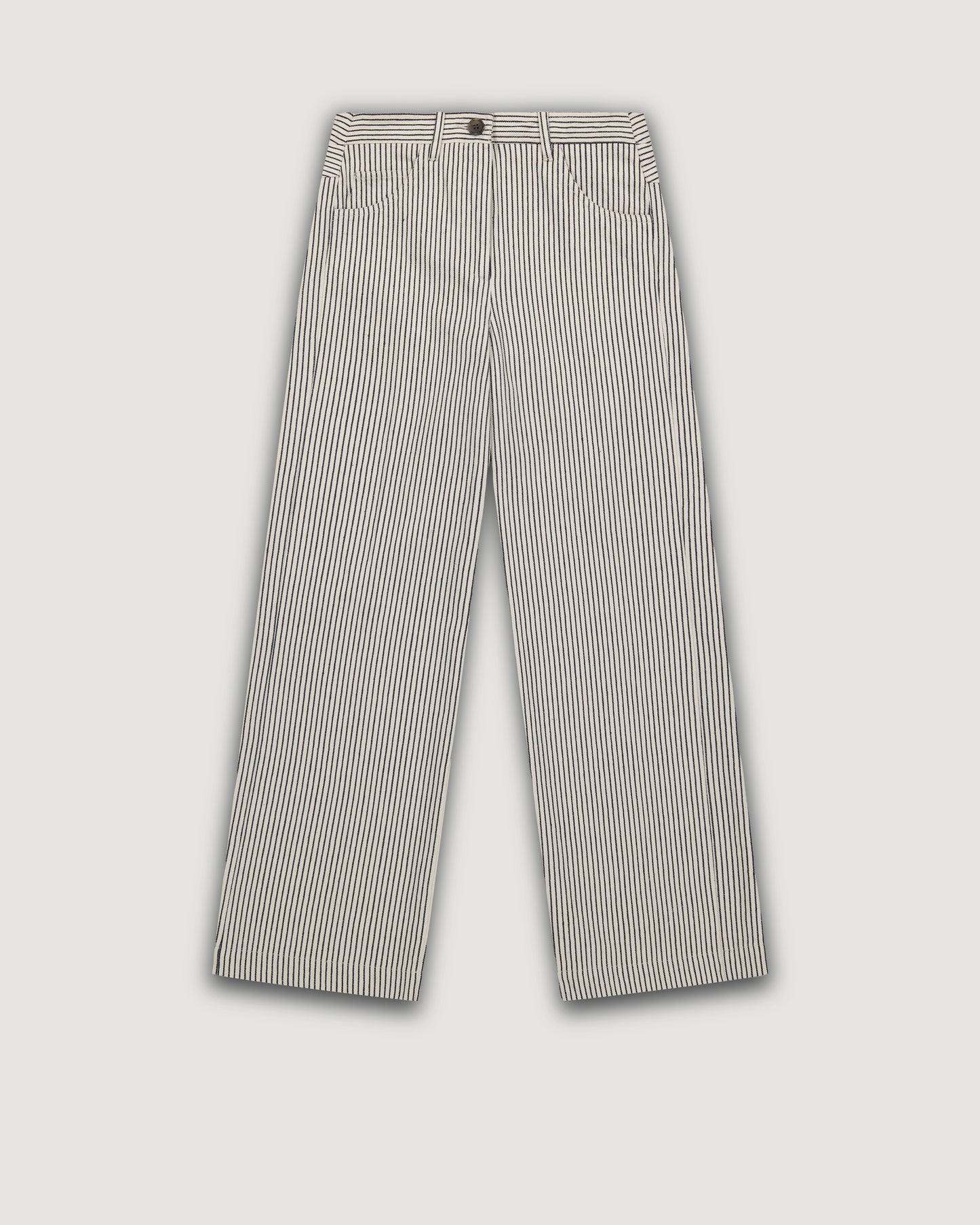 Pantalon Fille en Twill de Coton Blanc & Bleu Pilote