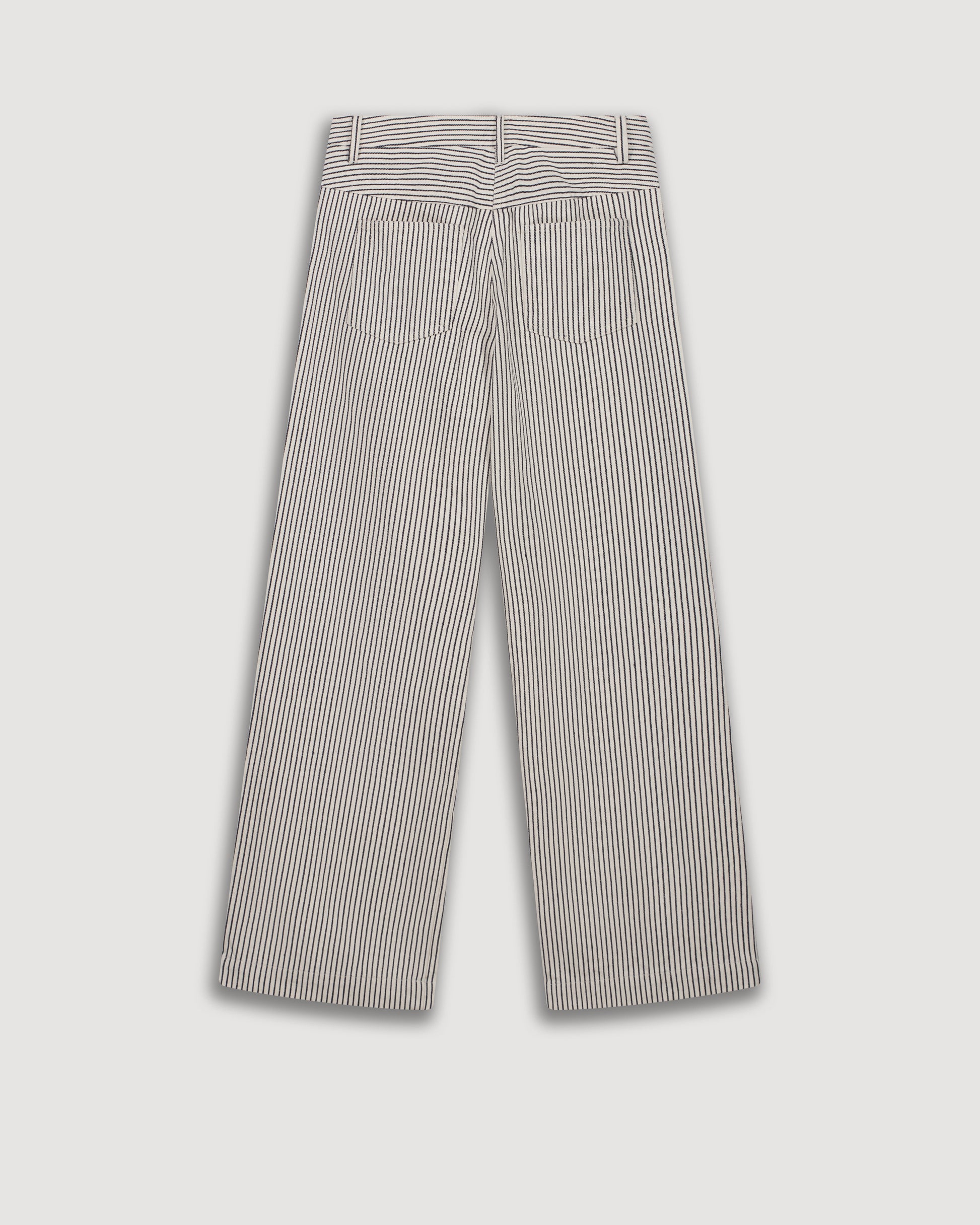 Pantalon Fille en Twill de Coton Blanc & Bleu Pilote