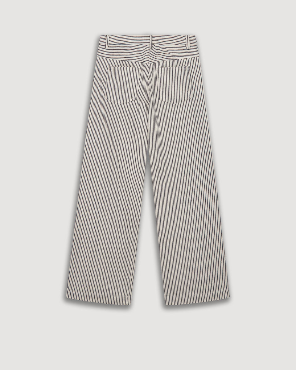 Pilote Girl's White & Blue Cotton Twill Pants - Image alternative