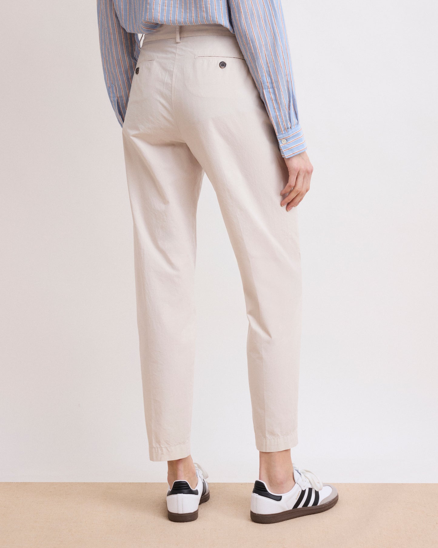 Pantalon Femme en Popeline Beige Perfect