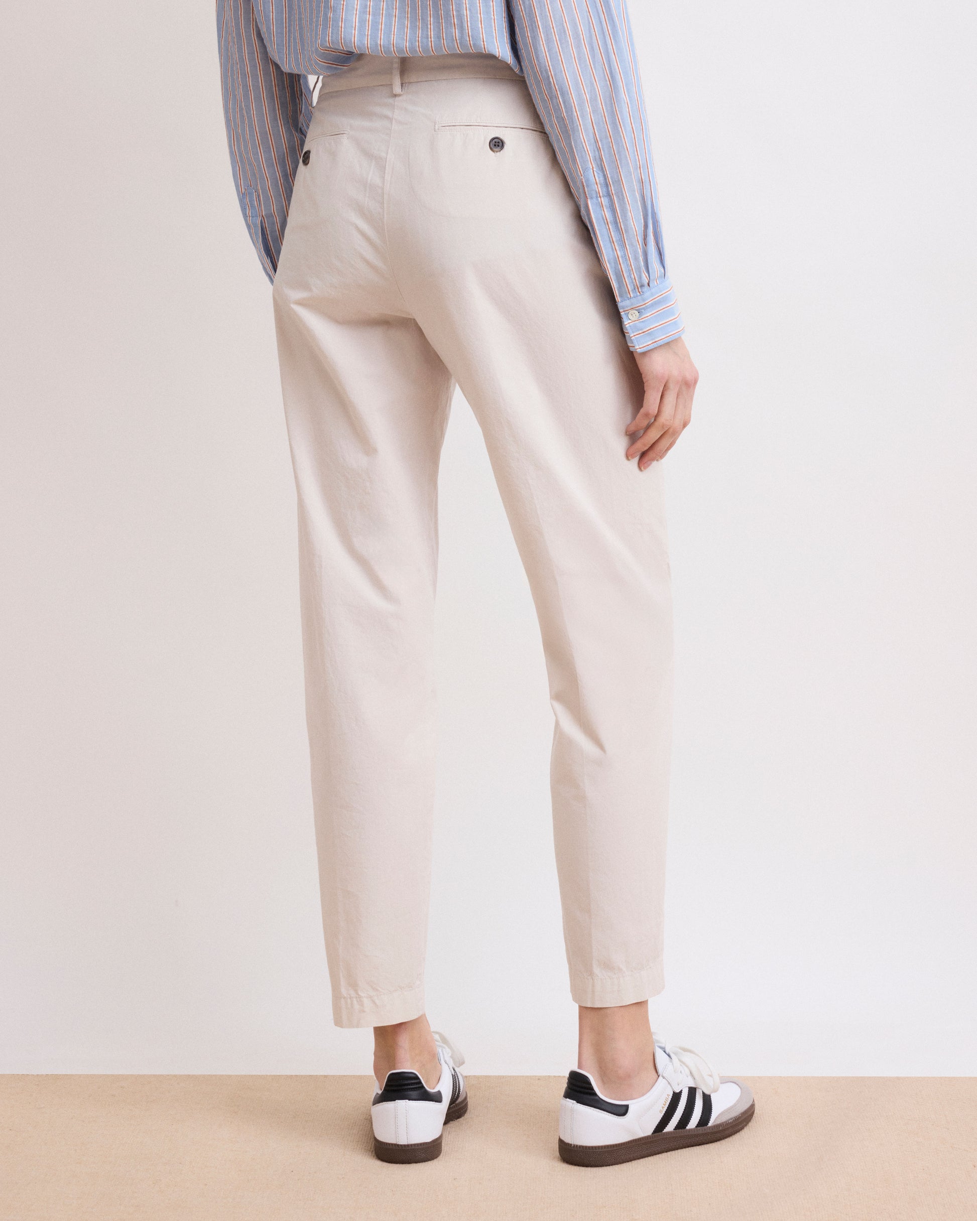 Pantalon Femme en Popeline Beige Perfect