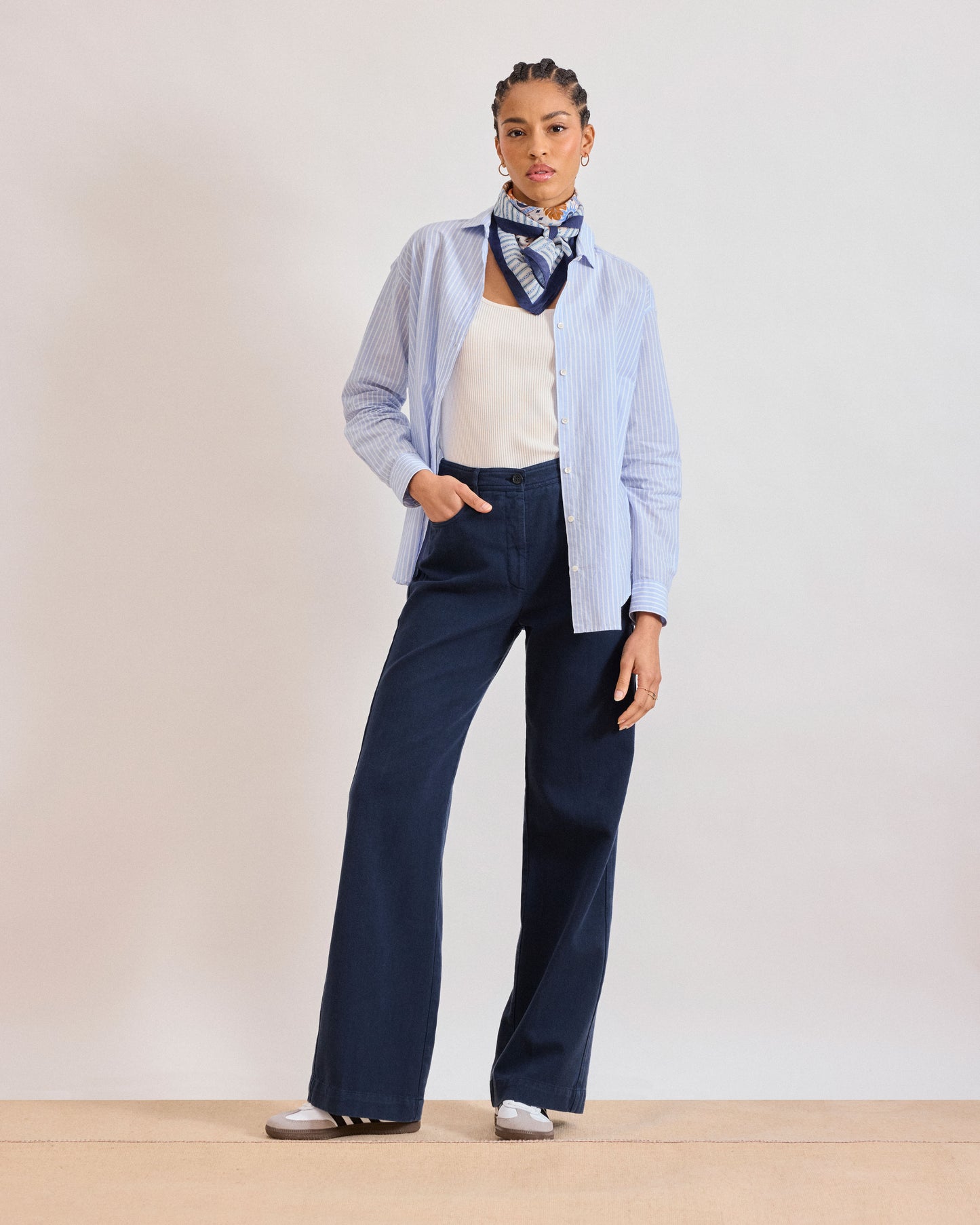 Pantalon Femme en Lyocell & Coton Bleu Marine Pilote