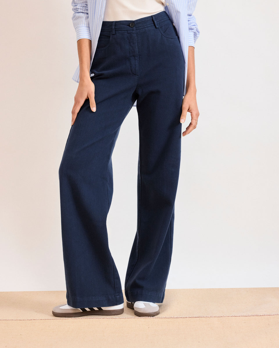 Pilote Women's Navy Blue Lyocell & Cotton Pants - Image alternative