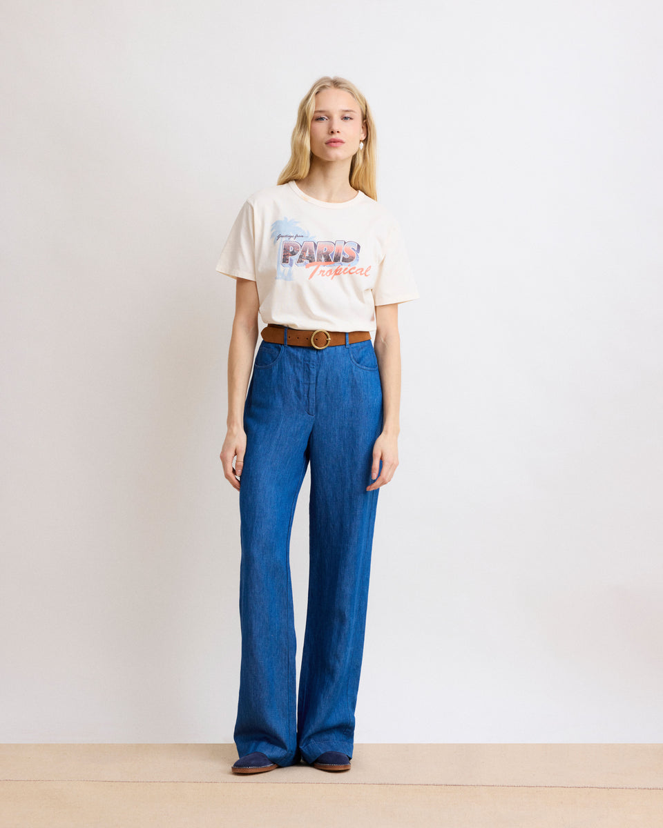 Pilote Women's Indigo Blue Lyocell & Linen Pants - Image principale