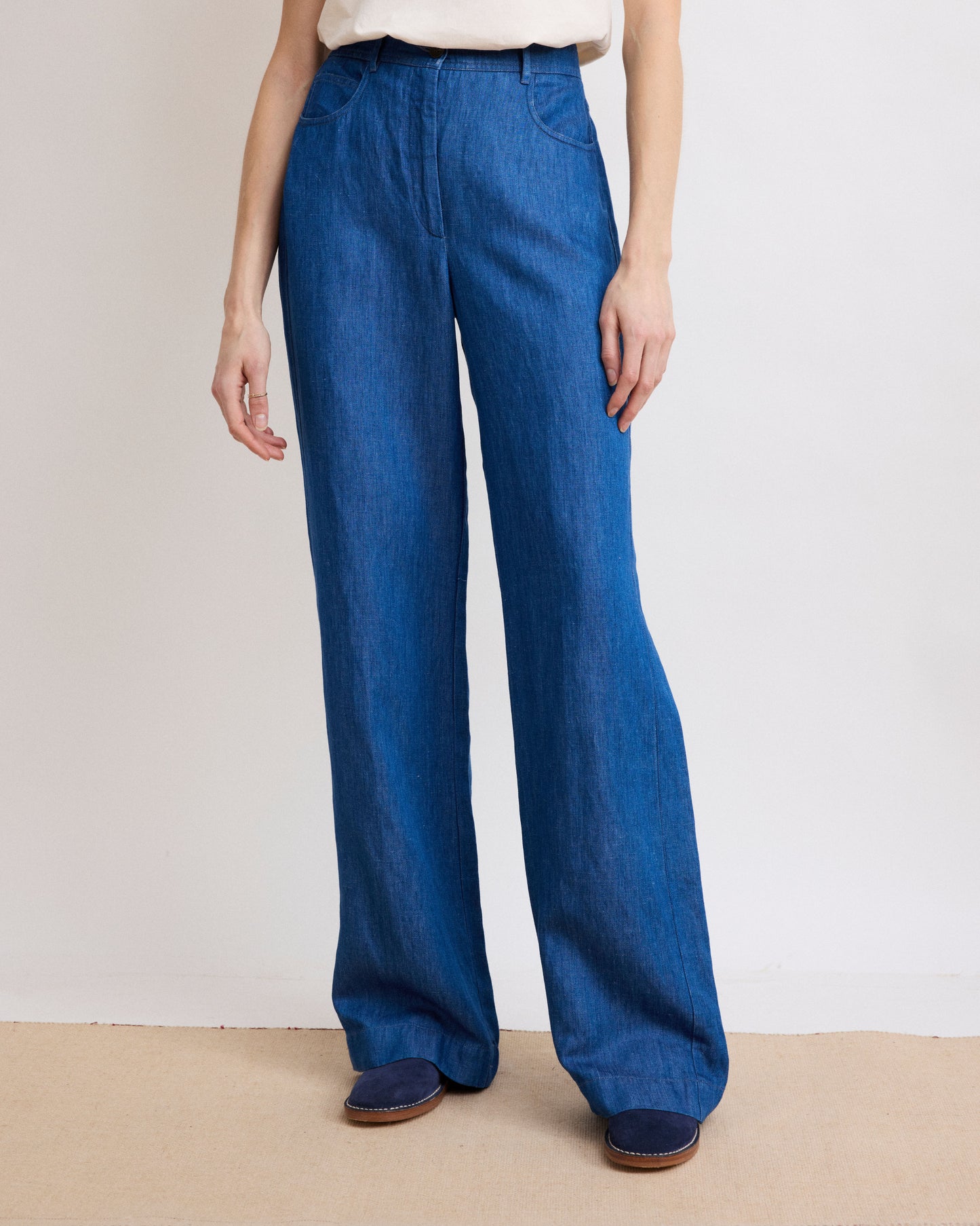 Pantalon Femme en Lyocell & lin Bleu Indigo Pilote