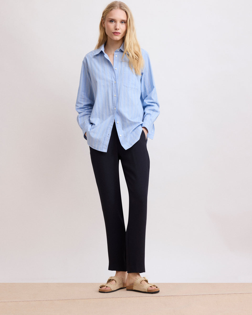 Pantalon Femme en Crêpe Bleu Marine Pirouette - Image principale