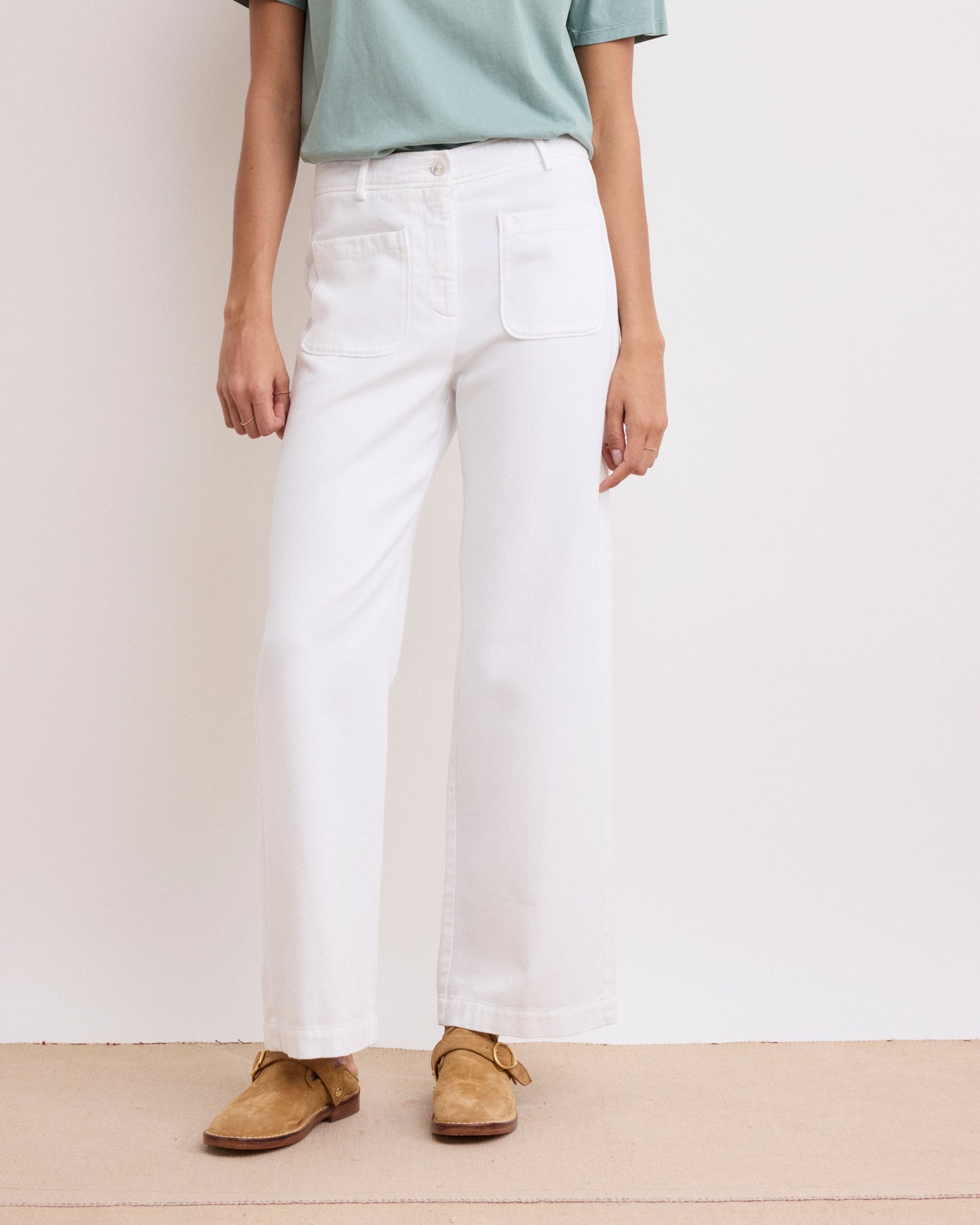 Pantalon Femme en Lyocell & Coton Blanc Poli