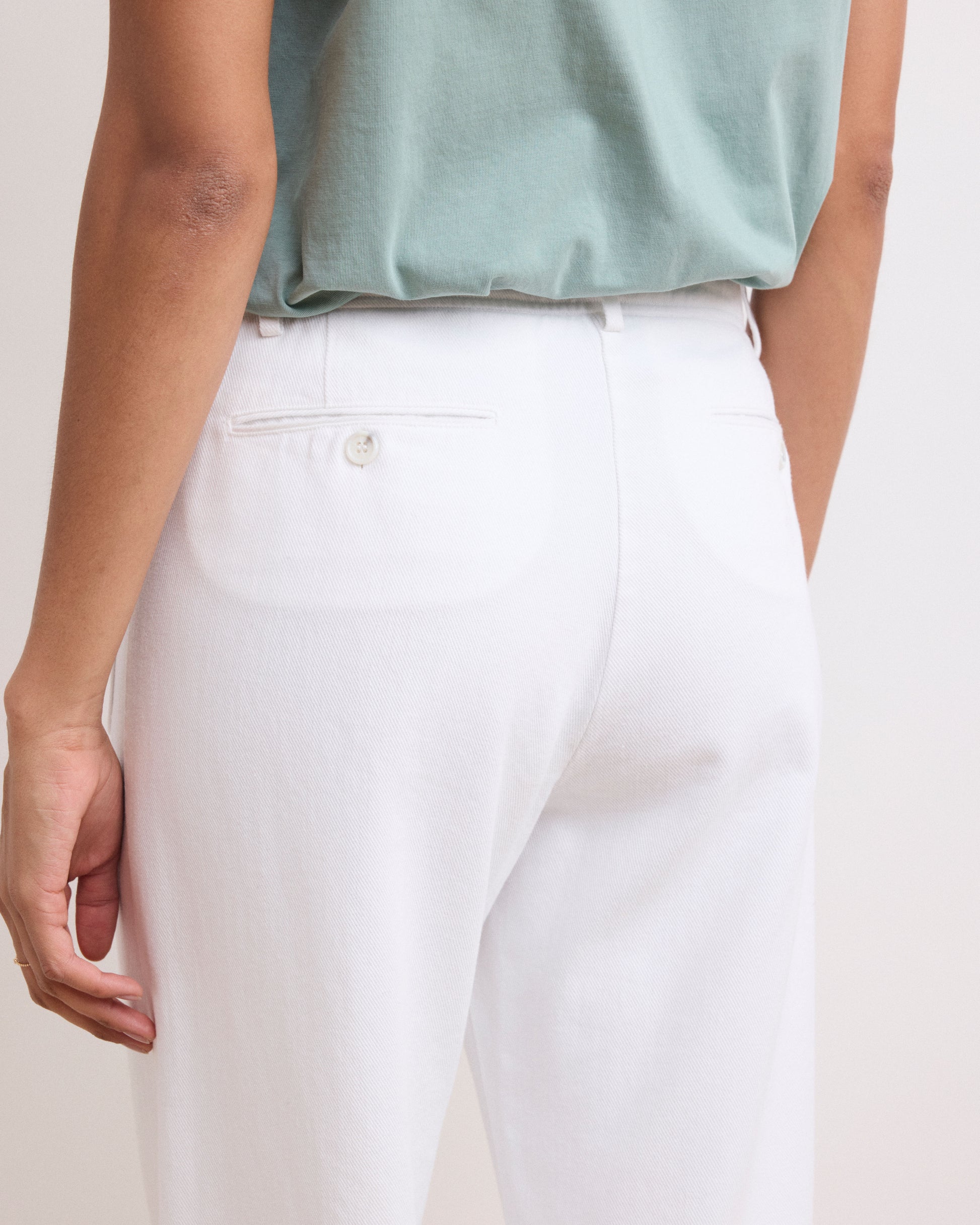 Pantalon Femme en Lyocell & Coton Blanc Poli