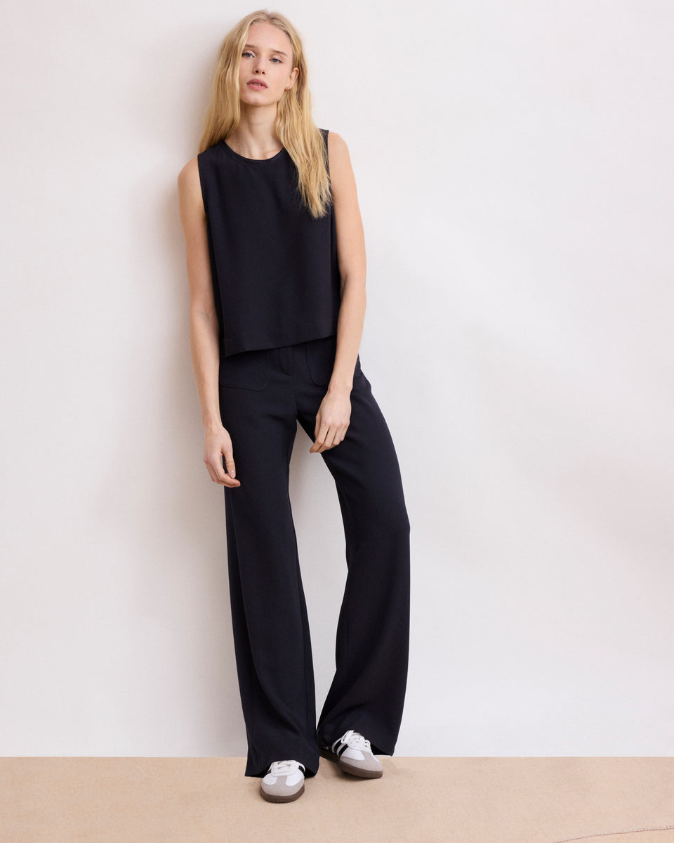 Polina Women's Navy Blue Crepe Pants - Image alternative