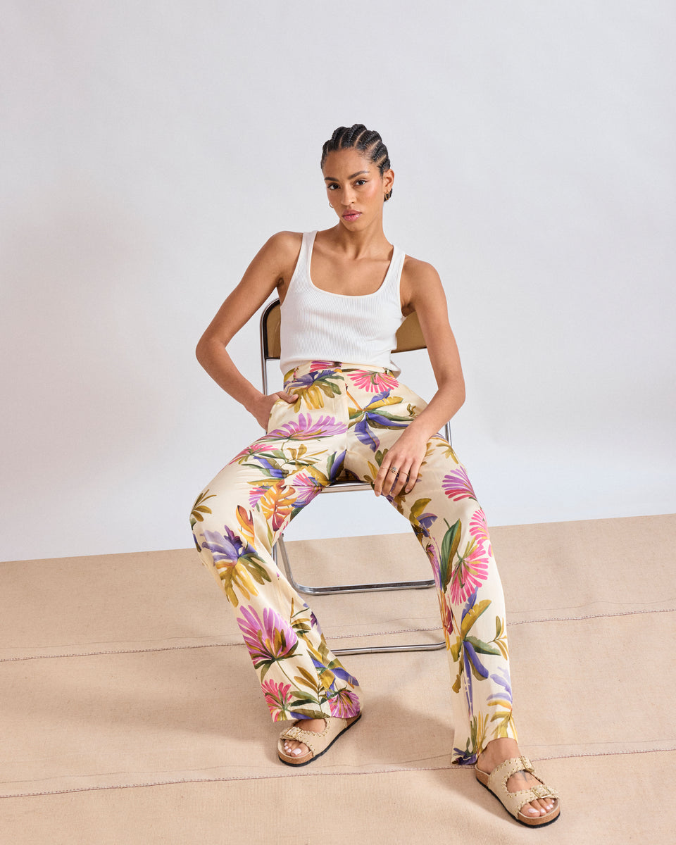 Positano Women's Multicolor Floral Printed Viscose Pants - Image principale