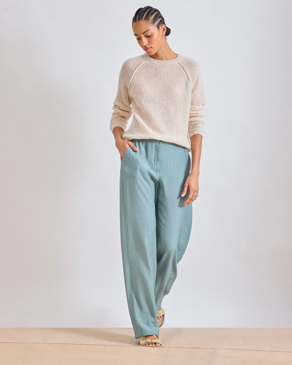 Pantalon Femme en Viscose Froissée Vert Positano - Image alternative