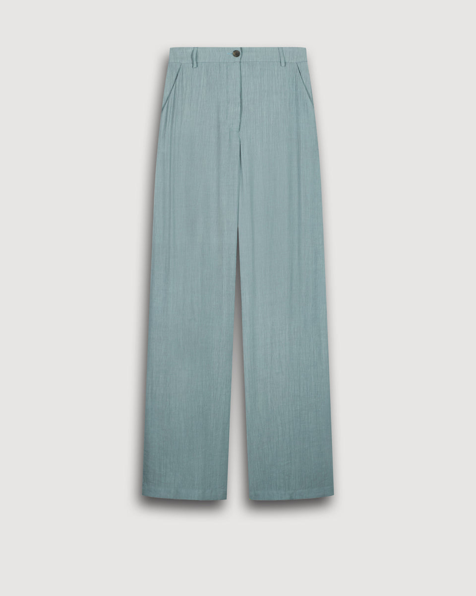 Positano Women's Green Crinkled Viscose Pants - Image 3