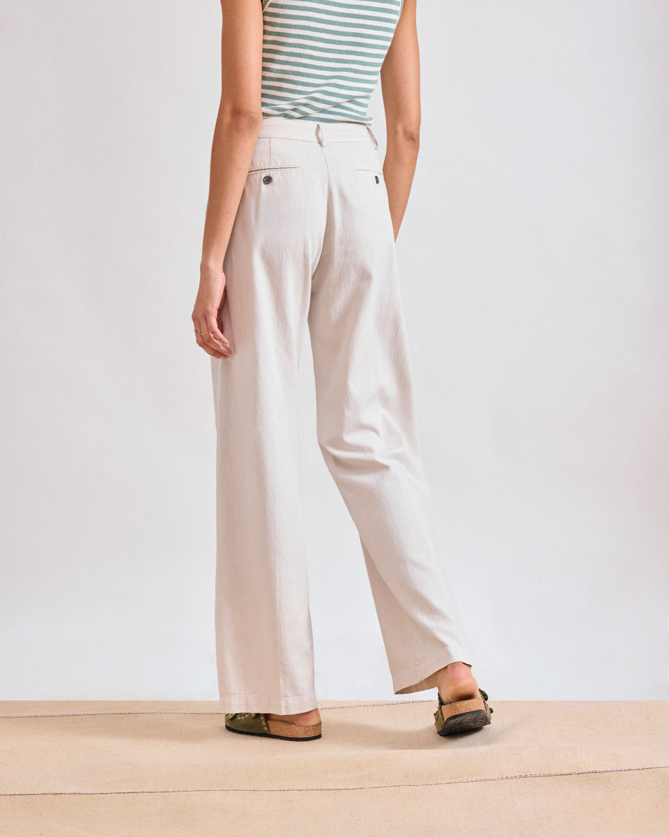 Pantalon Femme en Twill de Coton Beige Positanon - Image 3