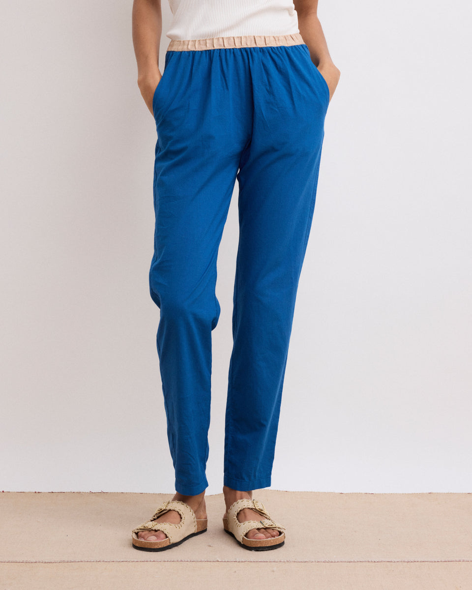 Pove Women's Blue Cotton Voile Pants - Image alternative