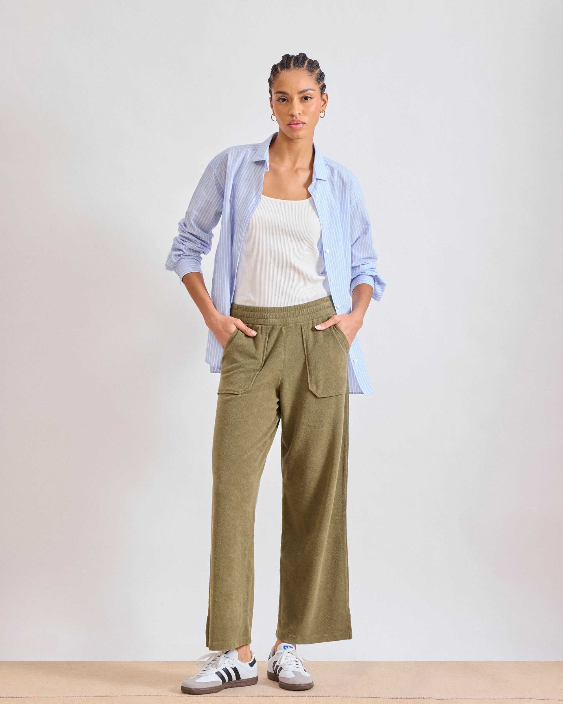 Pantalon Femme en Eponge Vert Militaire Tina