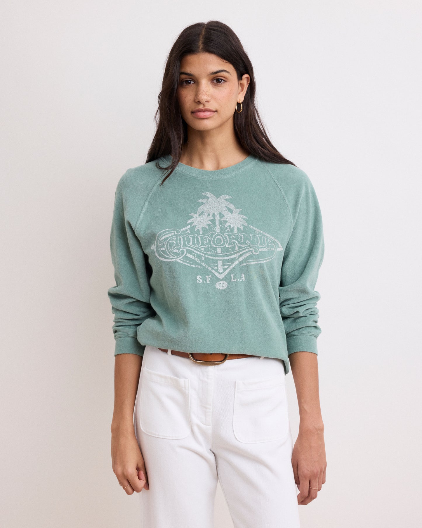 Sweatshirt Femme en Eponge Vert Agave Talifornia