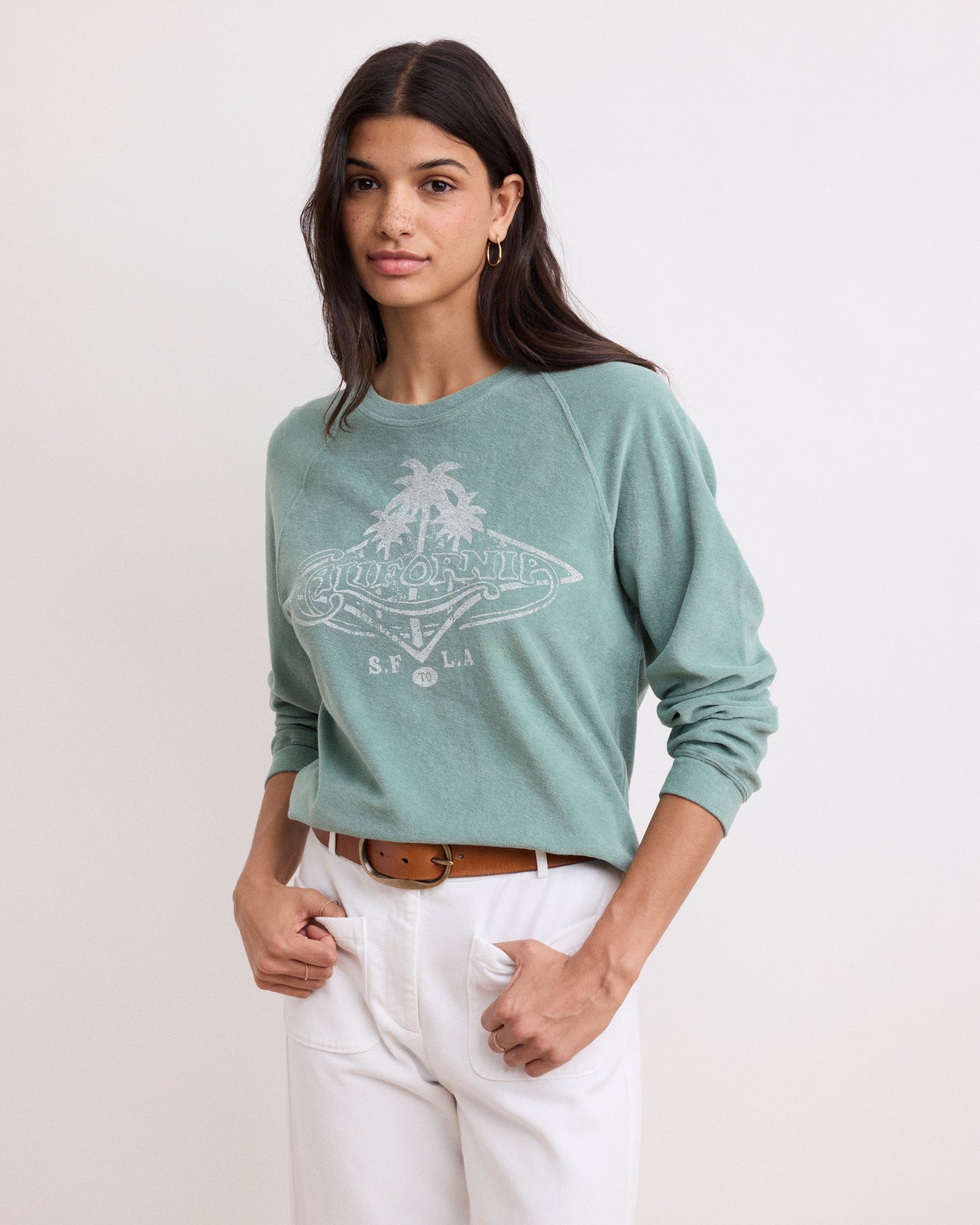 Sweatshirt Femme en Eponge Vert Agave Talifornia