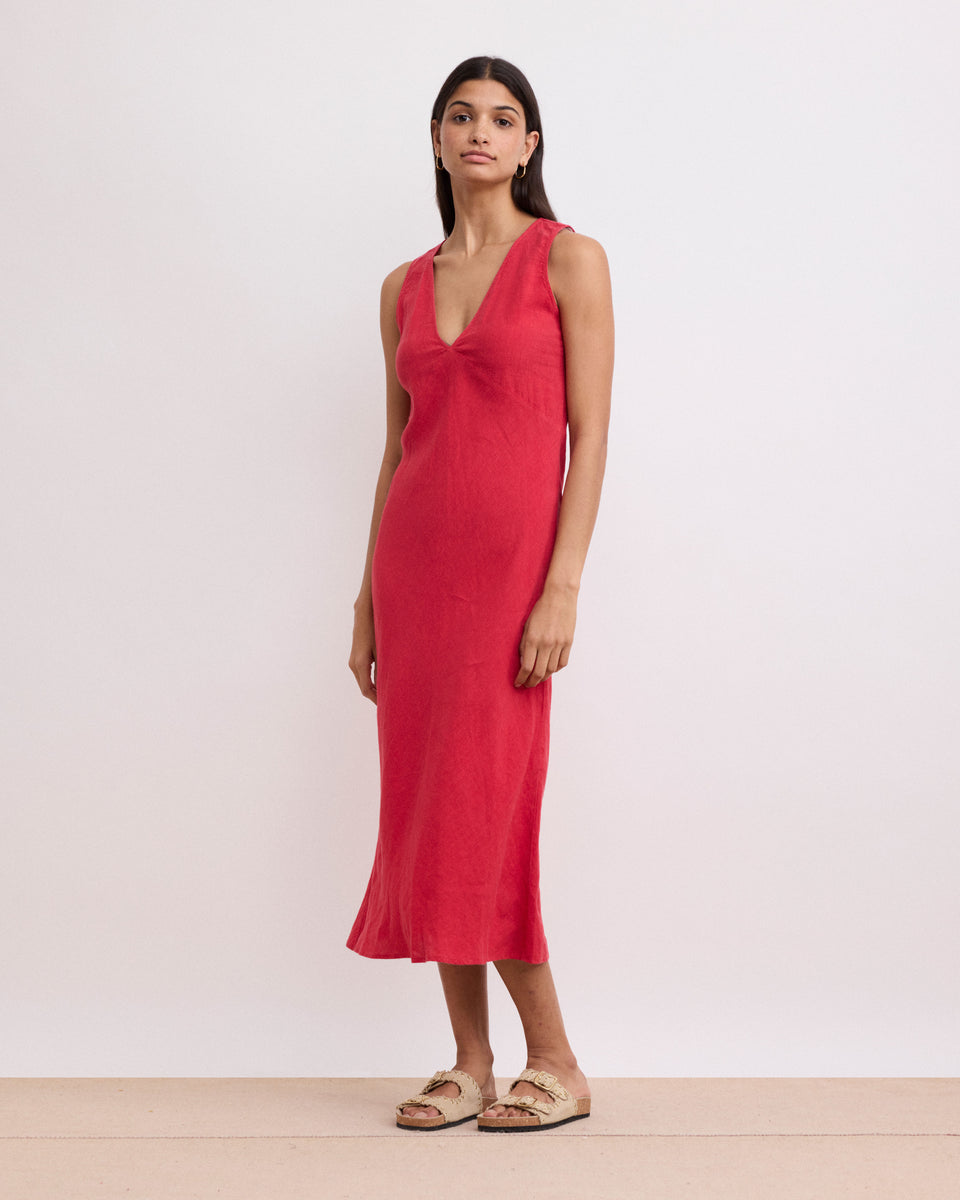 Vestido de lino rojo para mujer Ralini - Image alternative