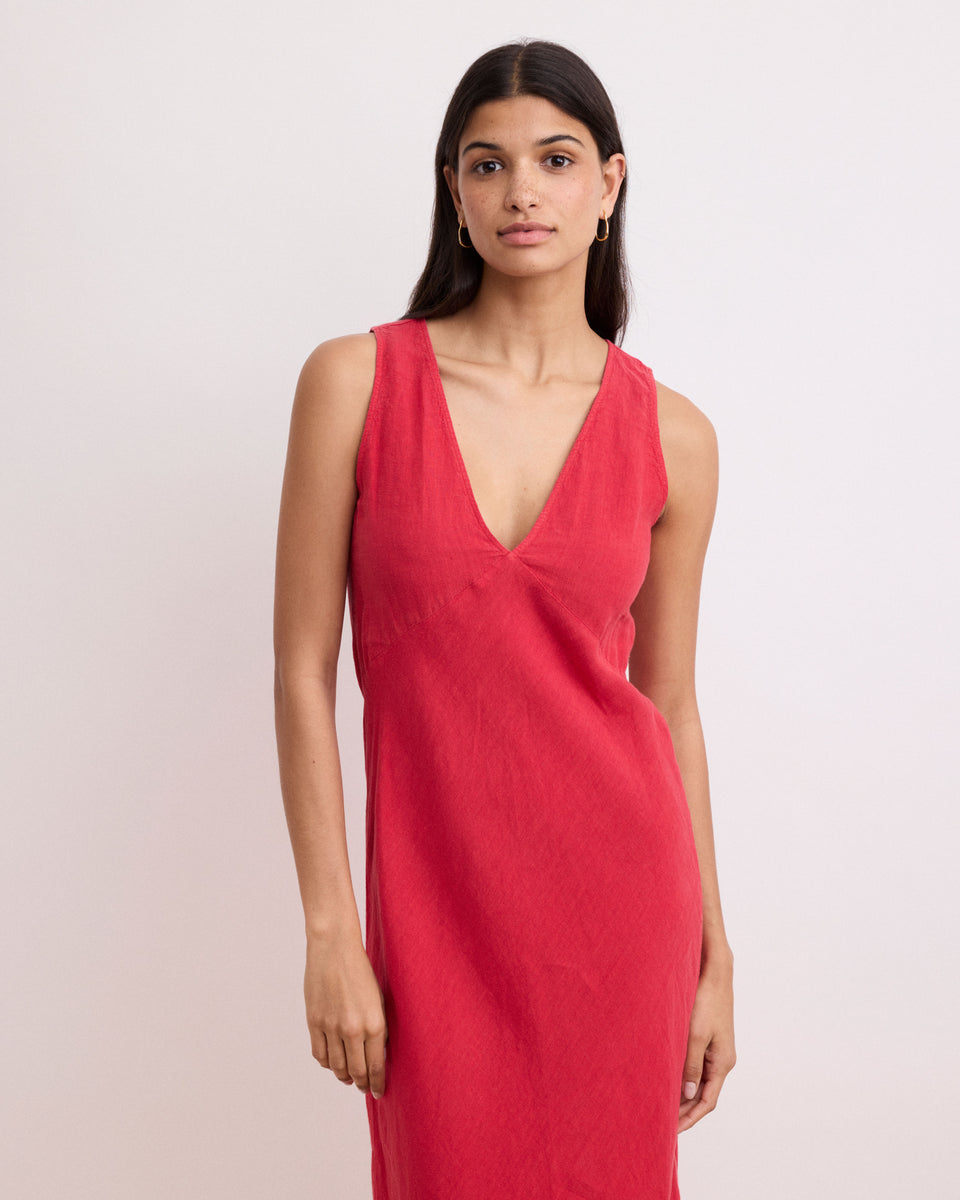 Ralini Women's Red Linen Dress - Image principale