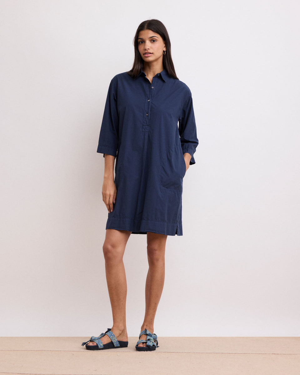 Rank Women's Navy Blue Poplin Dress - Image principale