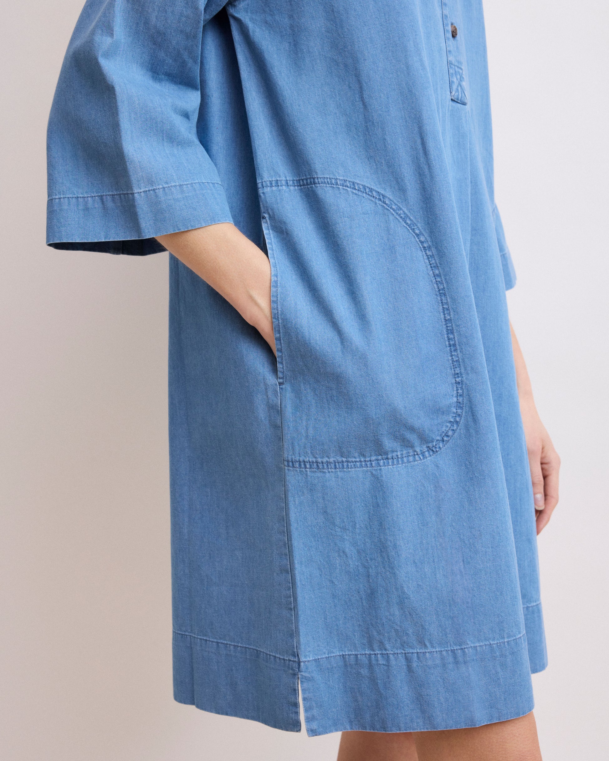 Robe Femme en Coton Bleu Denim Clair Rank