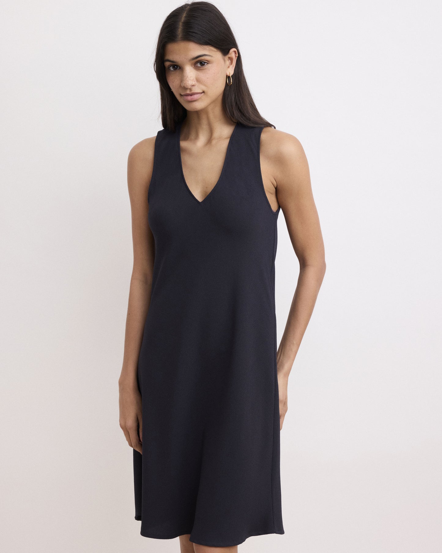 Robe Femme en Crêpe Bleu Marine Rudith