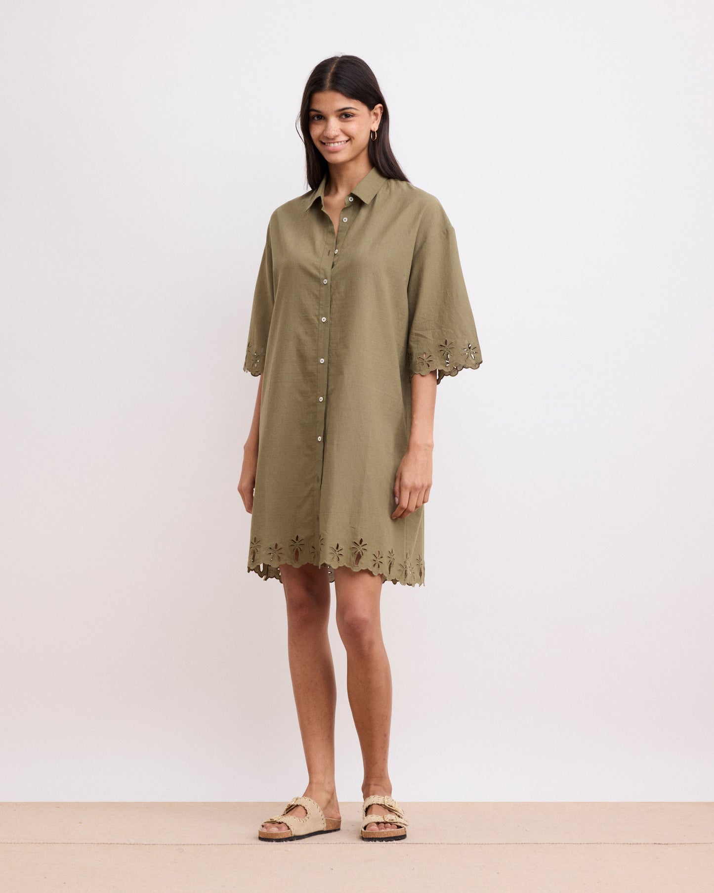 Robe Femme en voile de Coton Vert Militaire Rita