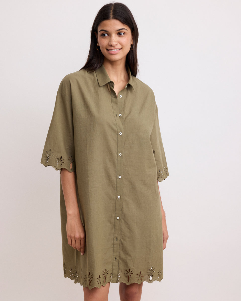 Rita Women's Army Green Cotton Voile Dress - Image alternative