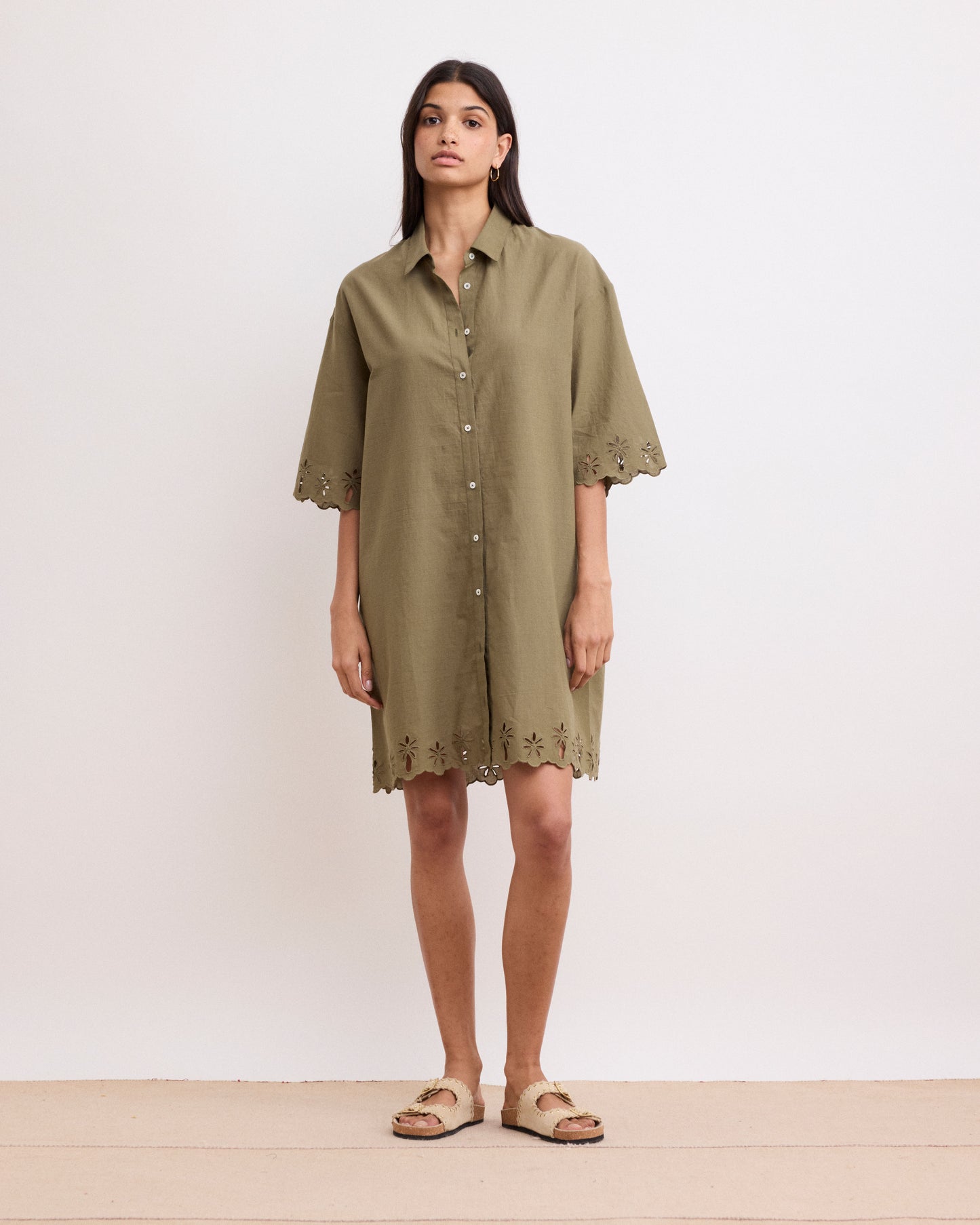 Robe Femme en voile de Coton Vert Militaire Rita