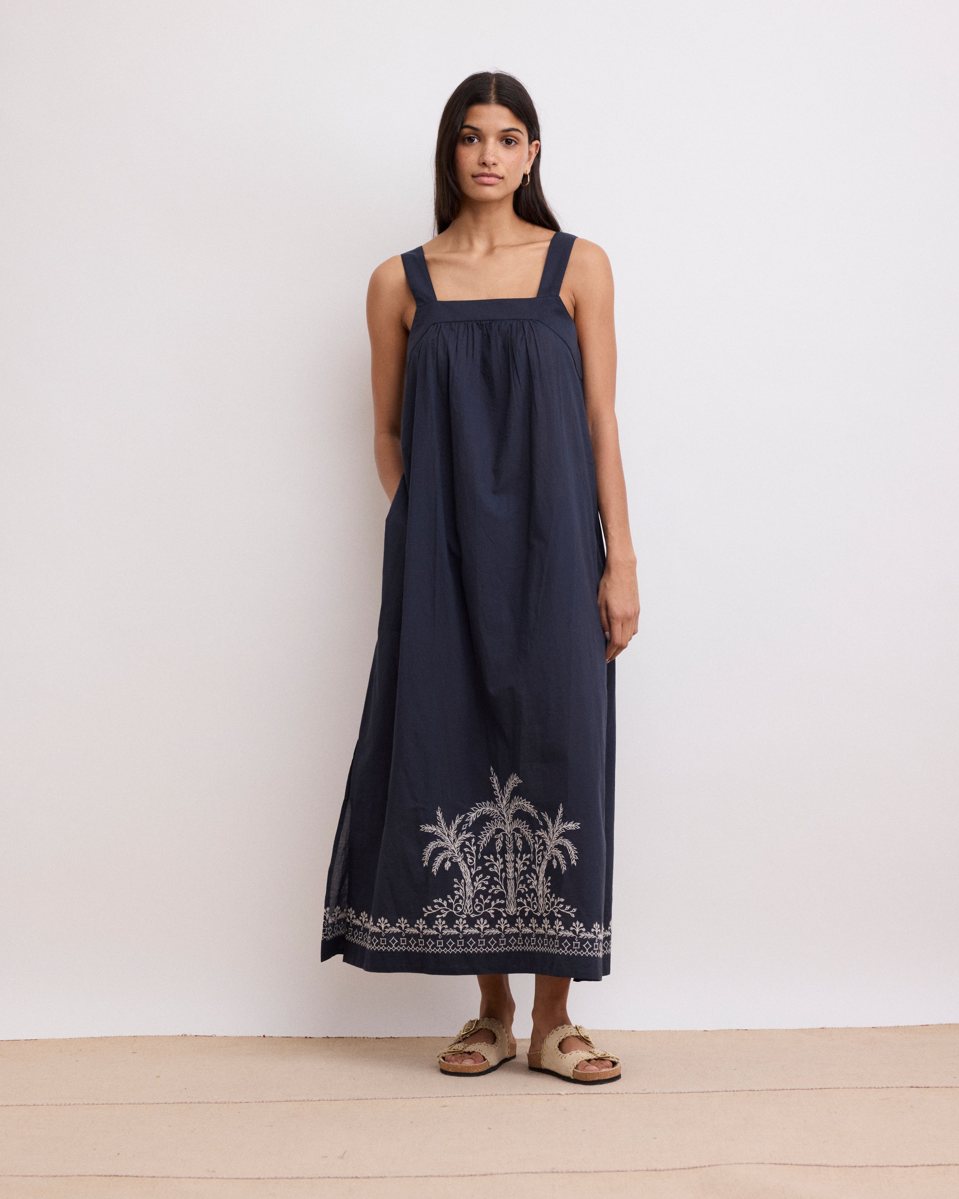 Robe Femme en voile de coton Noir Rumba