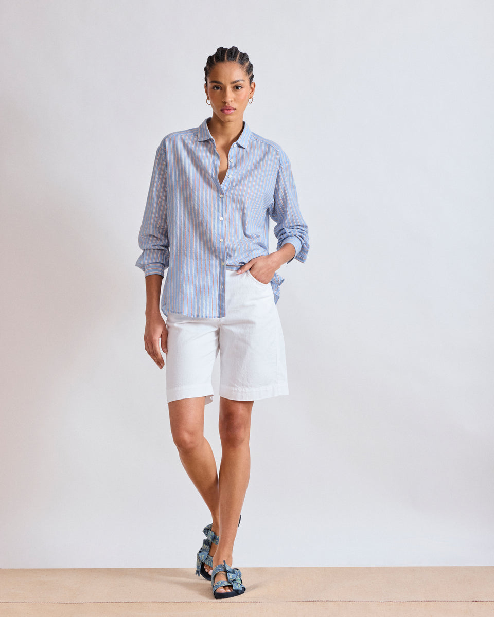 Sacha Women's White Cotton Twill Bermuda Shorts - Image alternative