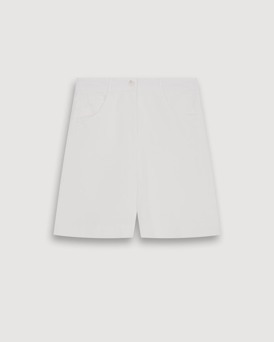 Bermudas de sarga de algodón blanco para mujer Sacha - Image 3