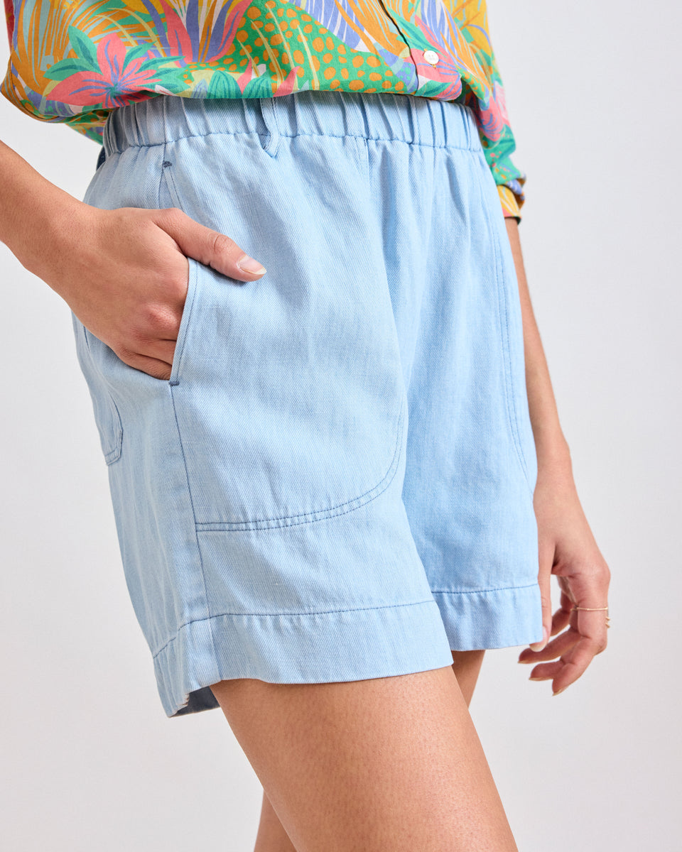 Stefi Women's Pale Blue Lyocell & Linen Shorts - Image alternative