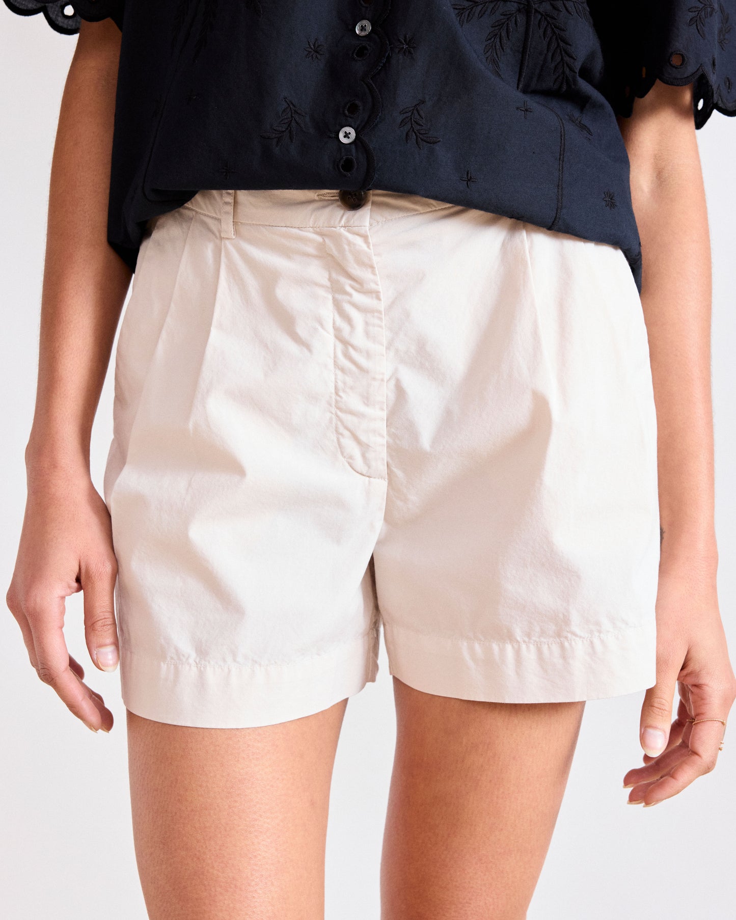 Short Femme en Popeline Beige Sunday