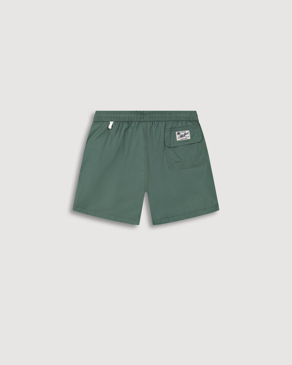 Achille Boy's Army Green Lightweight Swim Trunks - Image alternative